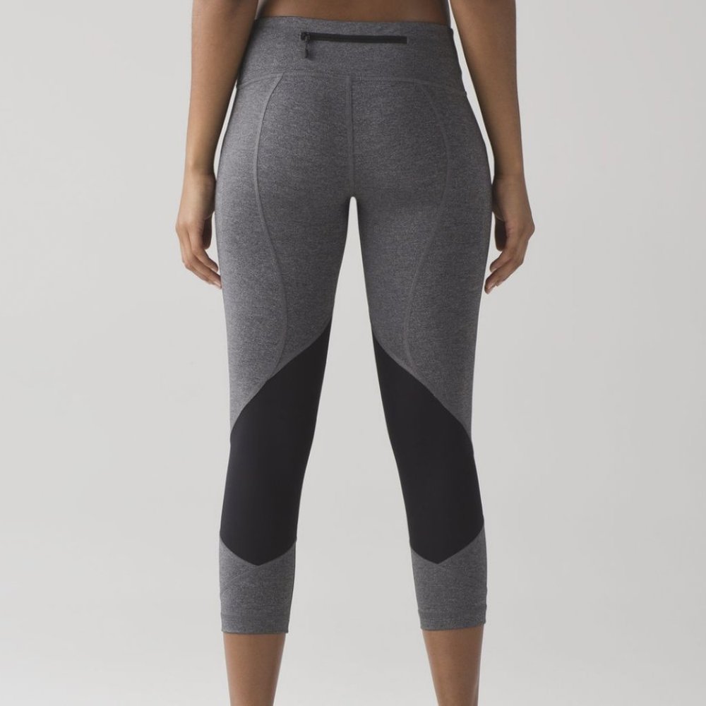 Lululemon Pace Rival 23" Leggings Heathered Gray / Black Size 6 NWOT